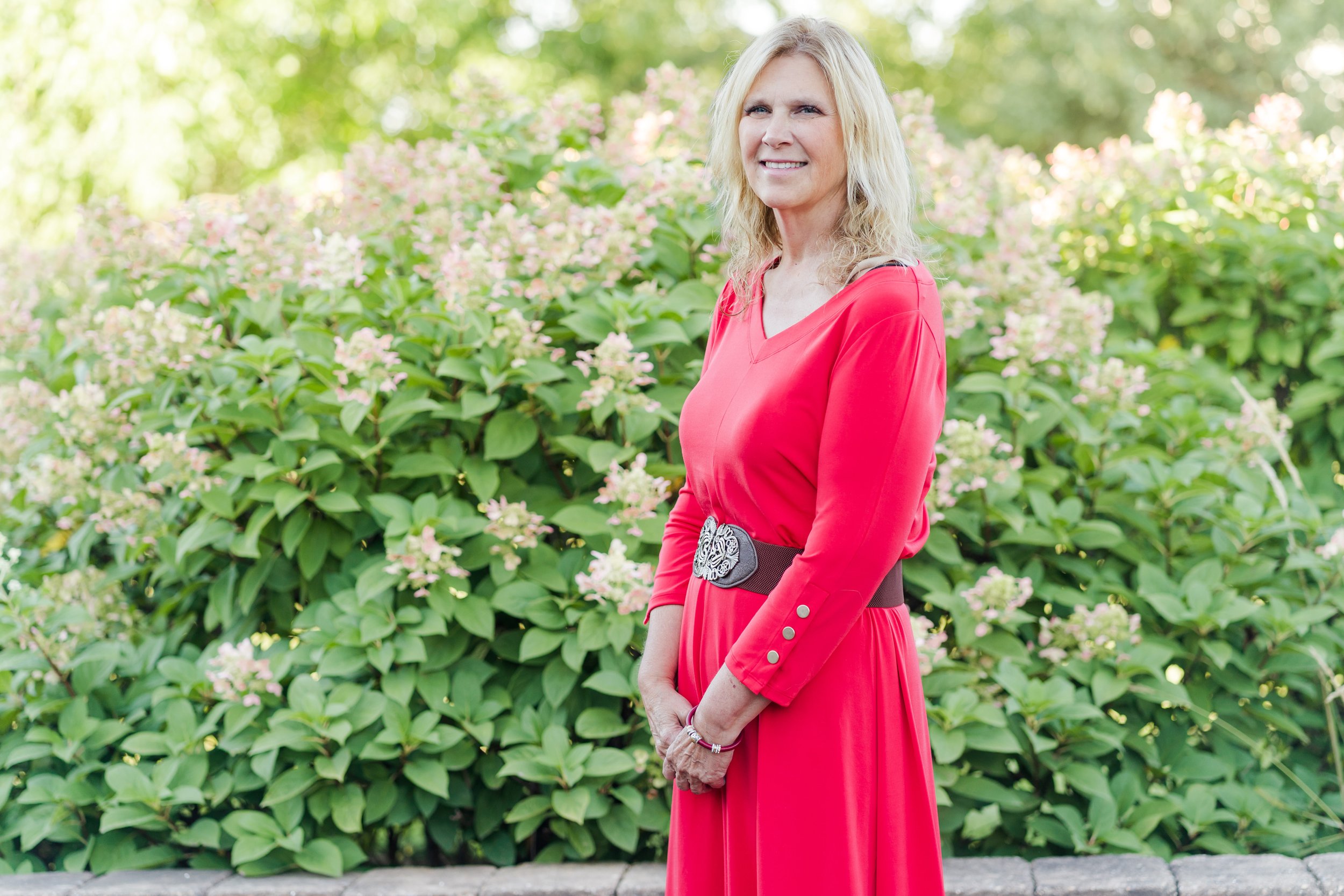 Heidi Begley among flowering hydrangeas